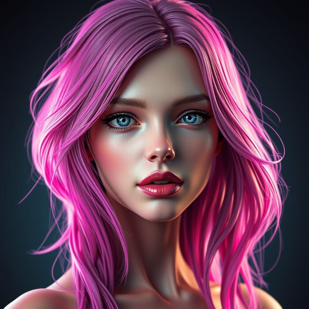 Fuschia Goddess in Vibrant, High-Fantasy Art
