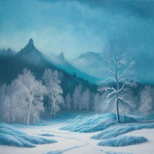 Frozen Landscape in Van Gogh Style Oil Painting