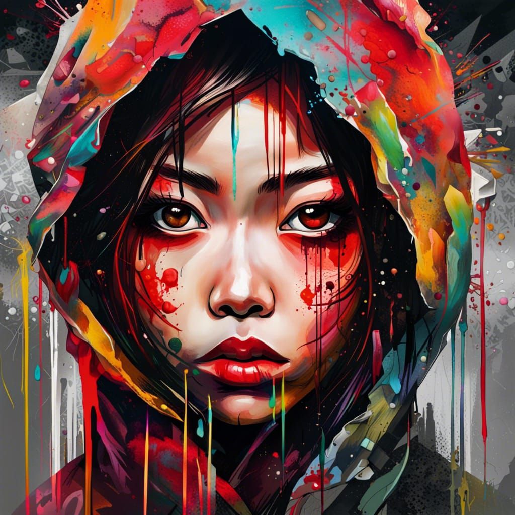 Woman with Hazel Eyes in Japanese Art Style