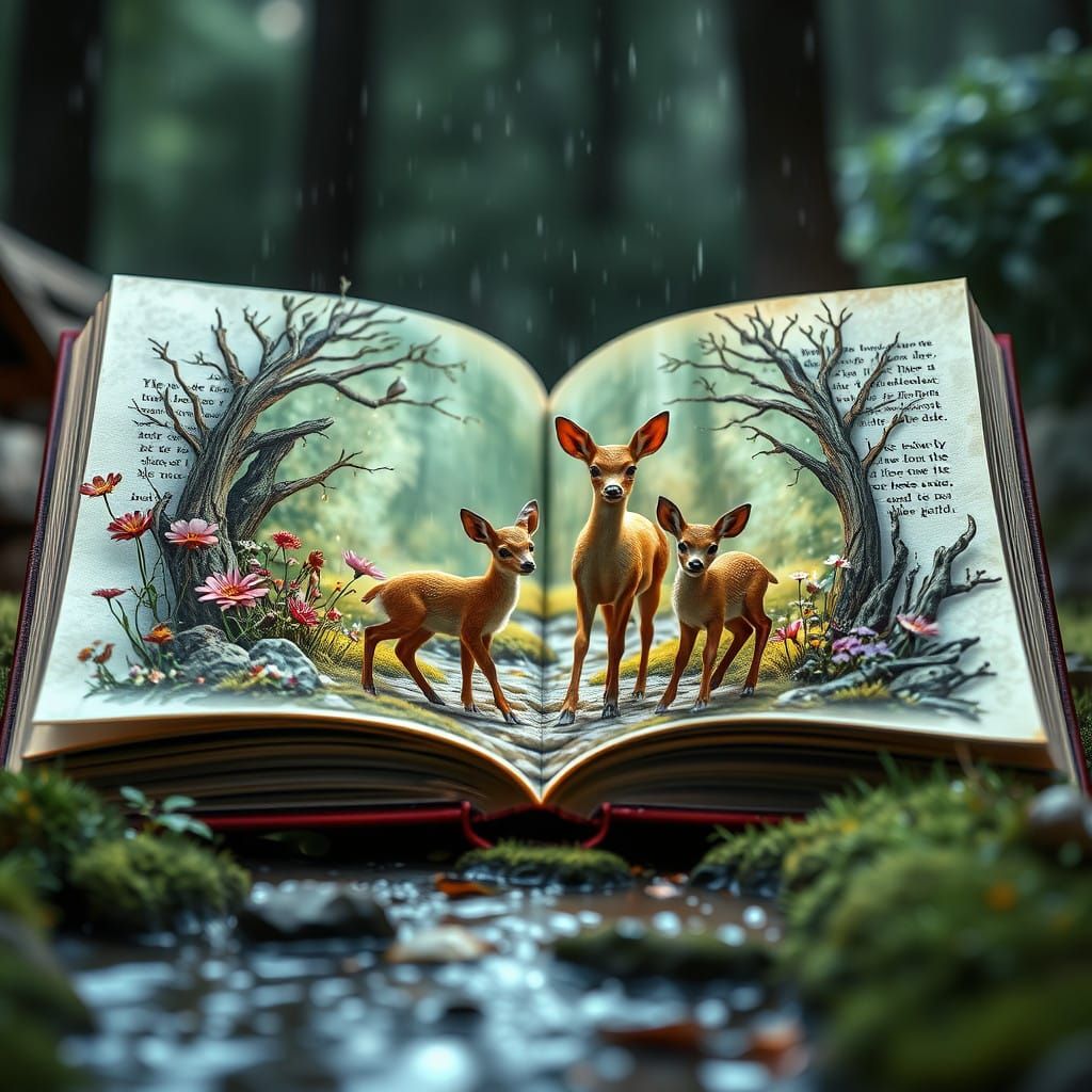 Enchanted Fairytale Scenes from a Magical Open Book
