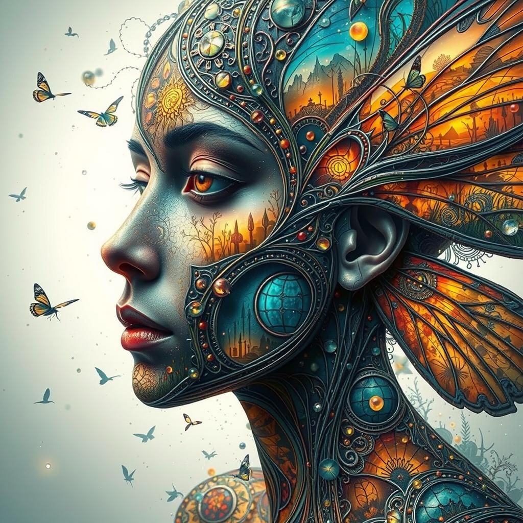 Hyperrealistic Stained Glass Fairy in Surreal Style