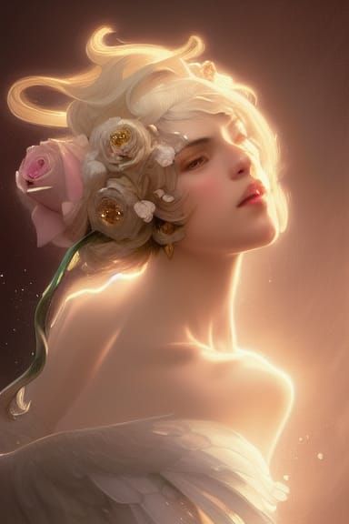 Majestic Rose Goddess Portrait in Hyperdetailed Style