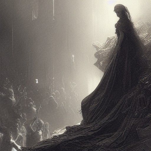 Fleeing Woman in Horror Illustration Style