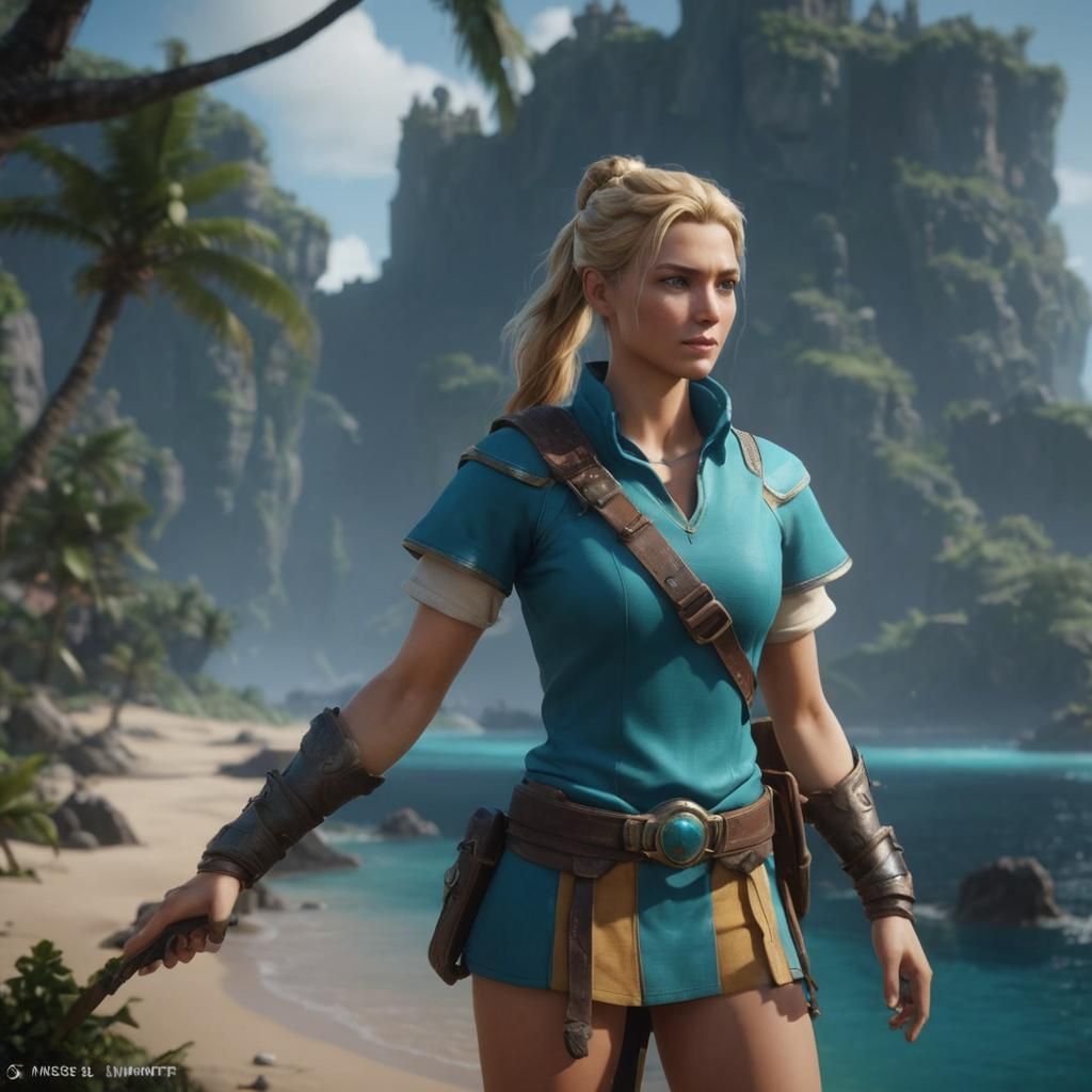 Atlantis Blonde Female on Islands in 3D