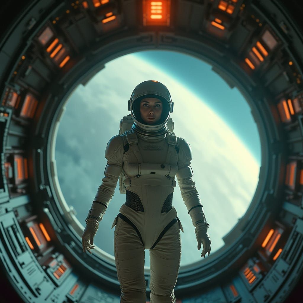 Astronauta en Espacio Cercana a un Agujero Negro