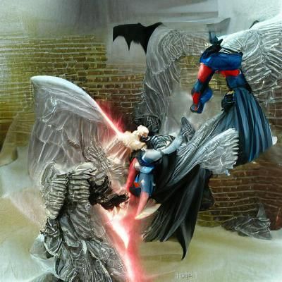 Batman-like Angel Battling Superman-like Demon