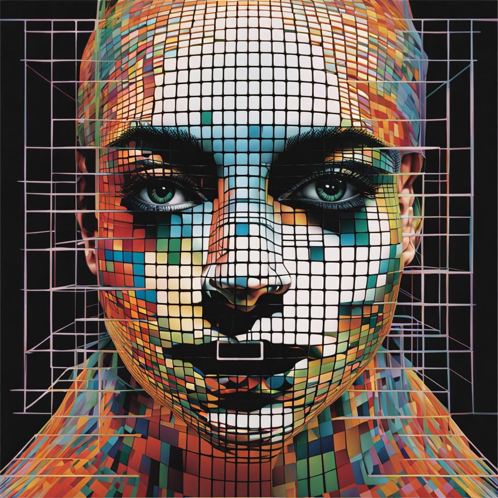 Female Faces in Black Outline with Scaffolding Support