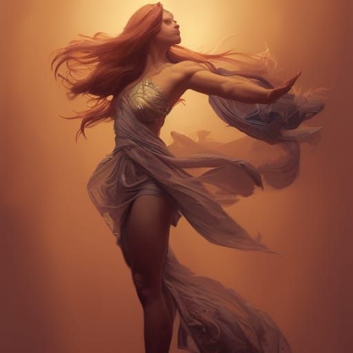 Detailed Portrait of Dancer in Art Nouveau Style
