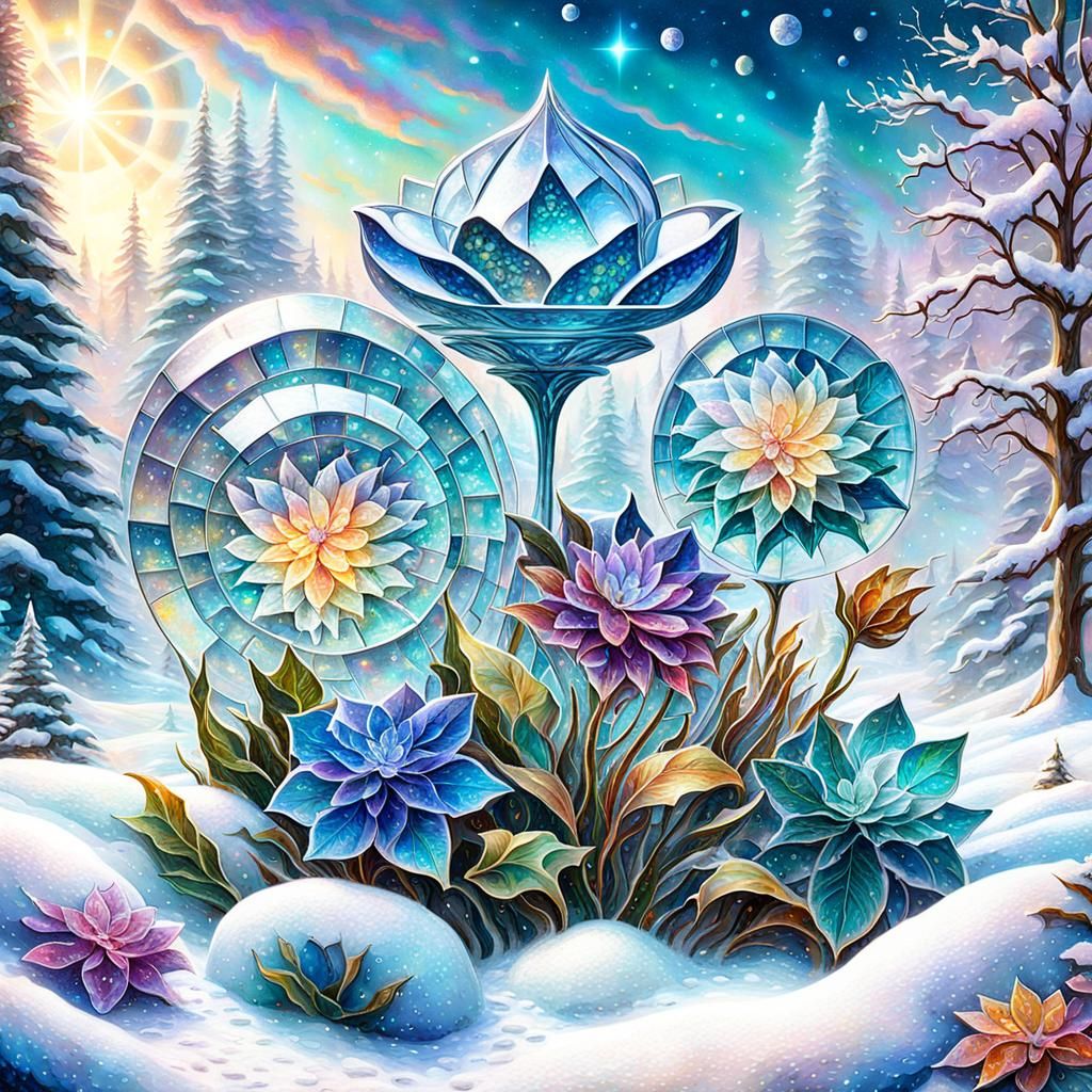 Glass Flowers in the snow