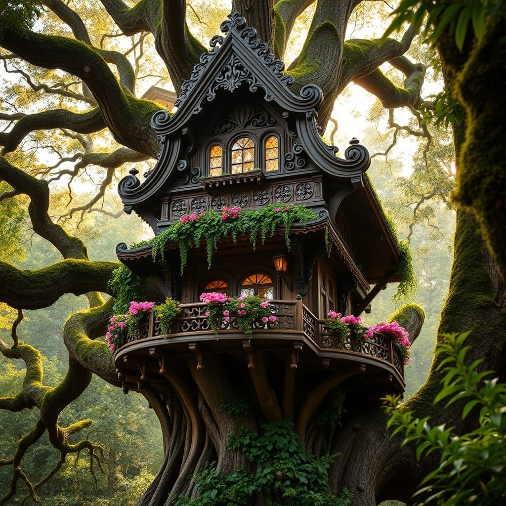 Regal Romanian Treehouse in Primeval Forest