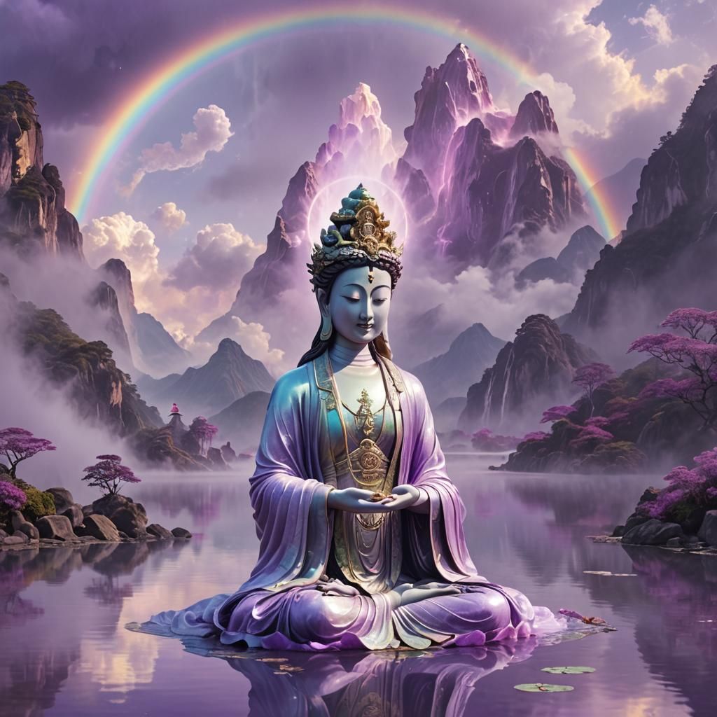 Iridescent Kuan Yin in Dreamlike Ethereal Fantasy