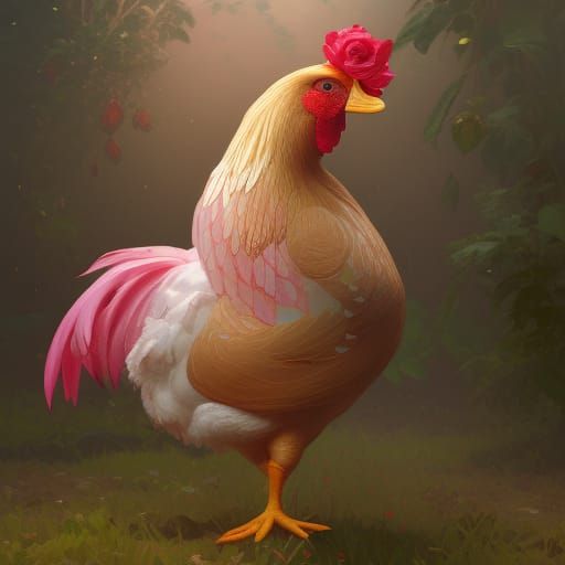 Heartfelt Gathering with Chicken and Duck in Art Nouveau Sty...