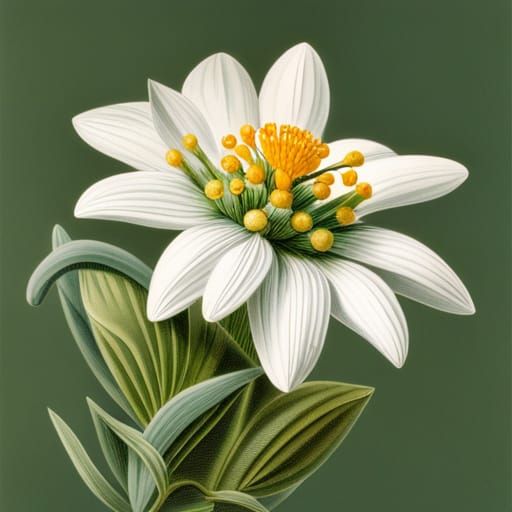 Edelweiss Botanical Illustration in Vintage Style