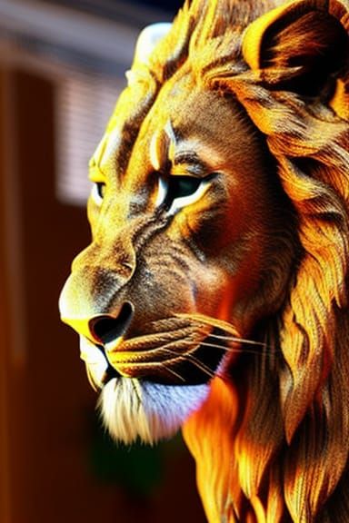 Golden Lion King: Photorealistic 18K Gold Masterpiece