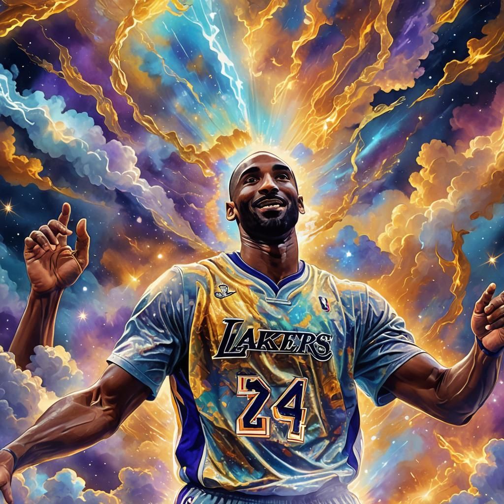 Kobe Bryant in Heavenly Light, Cosmic Illustration