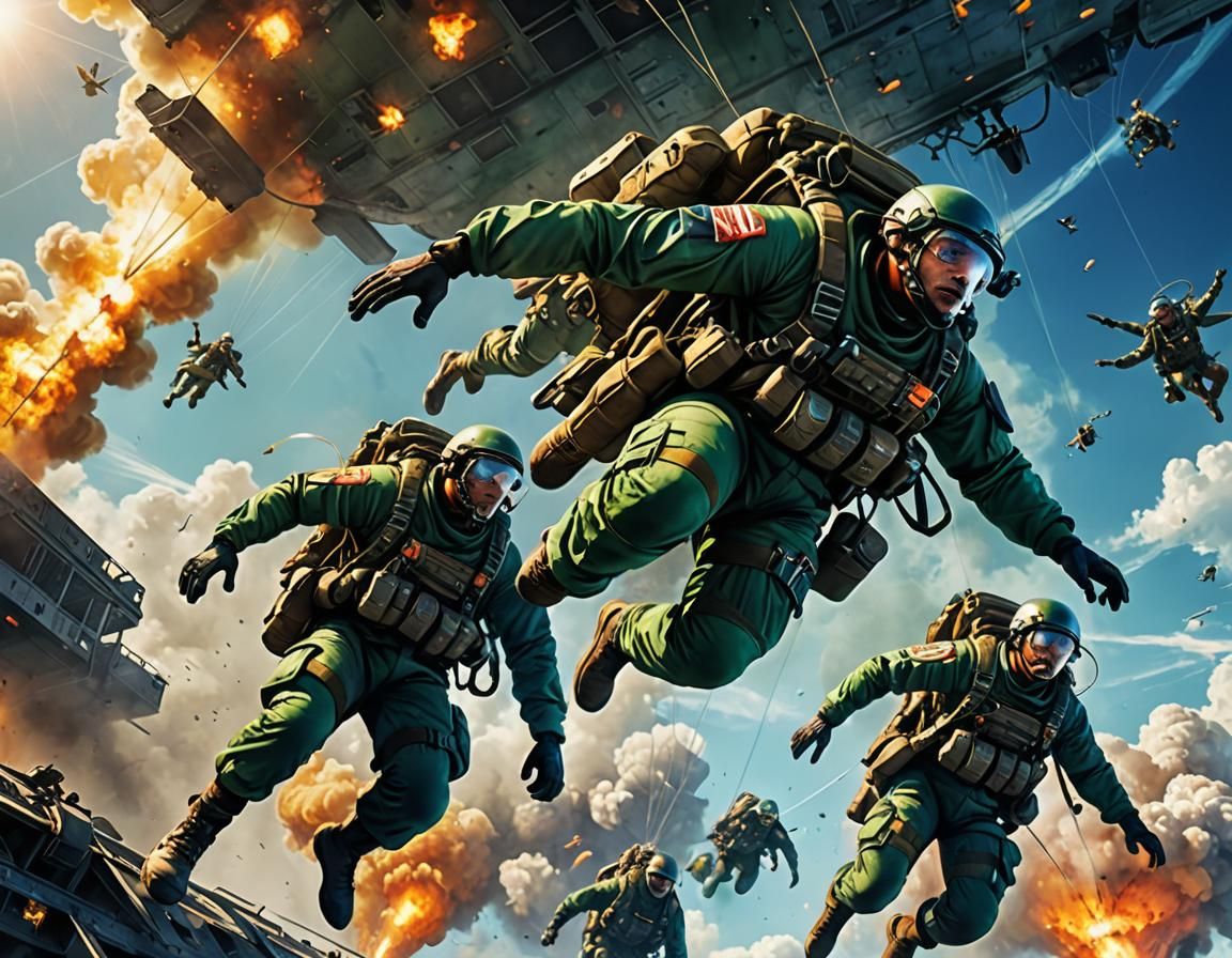 Fighting soldiers from the sky
Fearless men who jump and die...