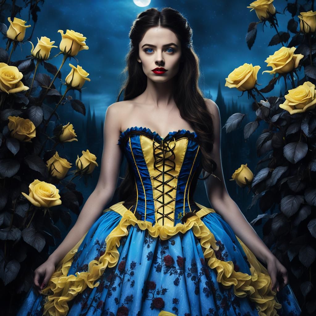 Gothic Fairytale Belle in Dark Forest Concept Art