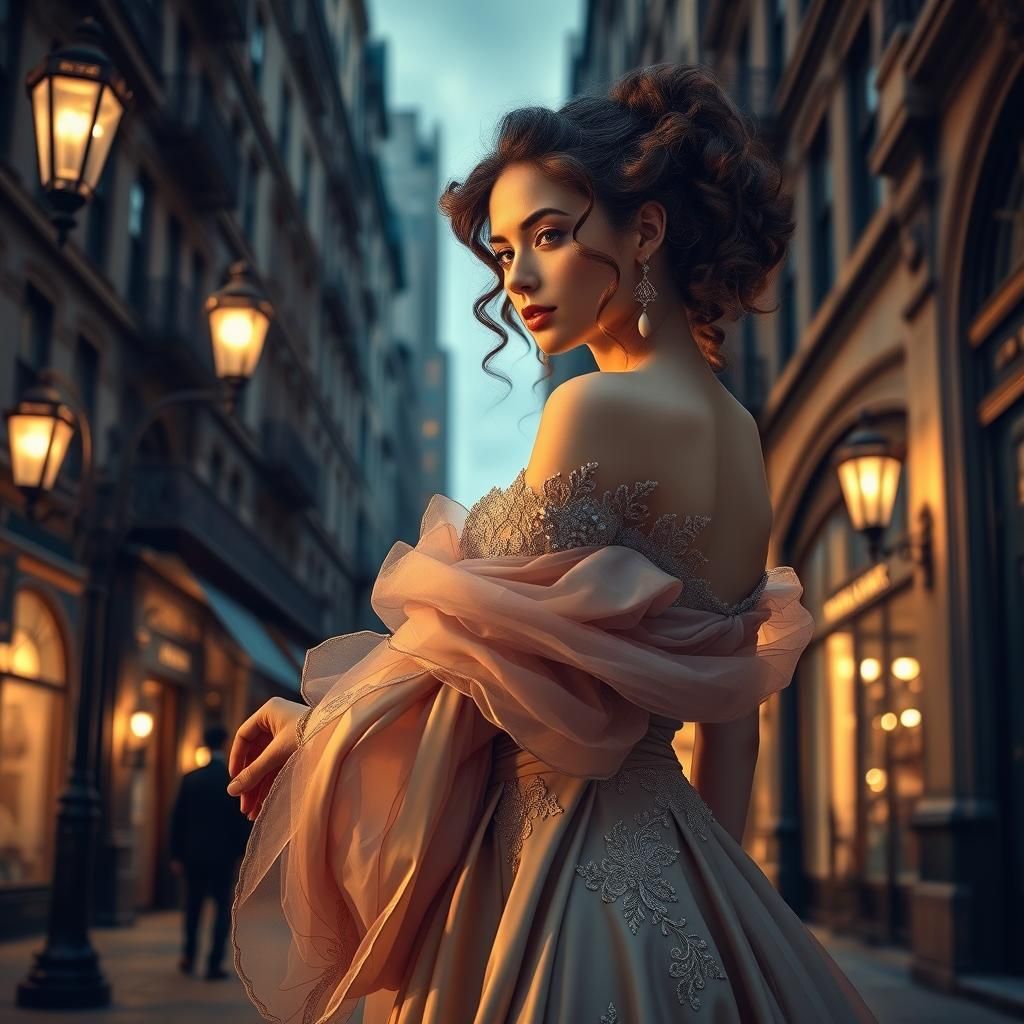 Elegant Woman Takes Hand in Quiet Uptown Street