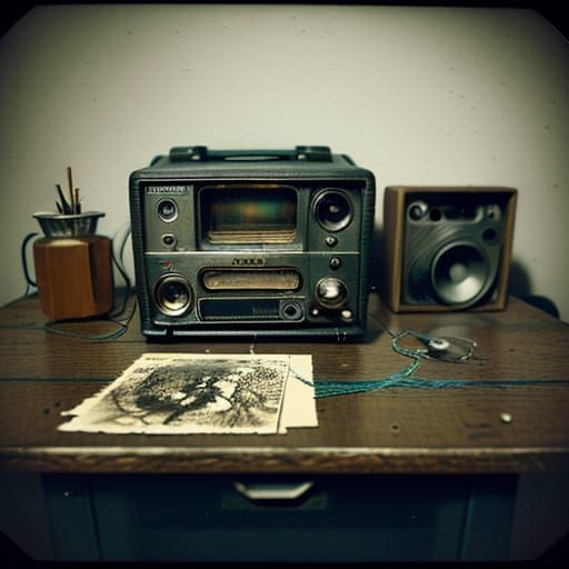 Melancholic Analog Still Life of a Tangled Cassette Tape