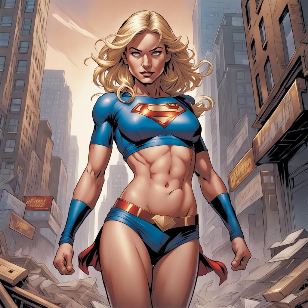 Supergirl Comic Book Art: Blonde Heroine