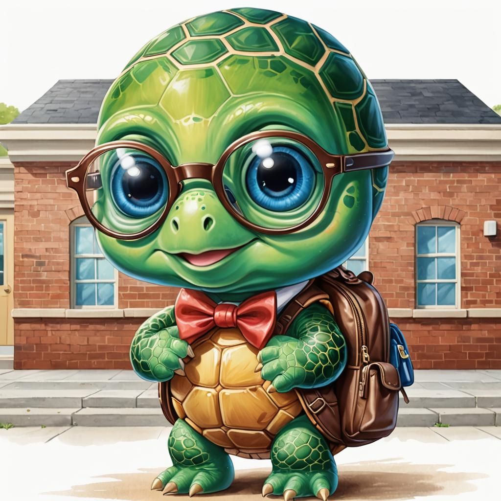 Adorable Turtle's First Day of School