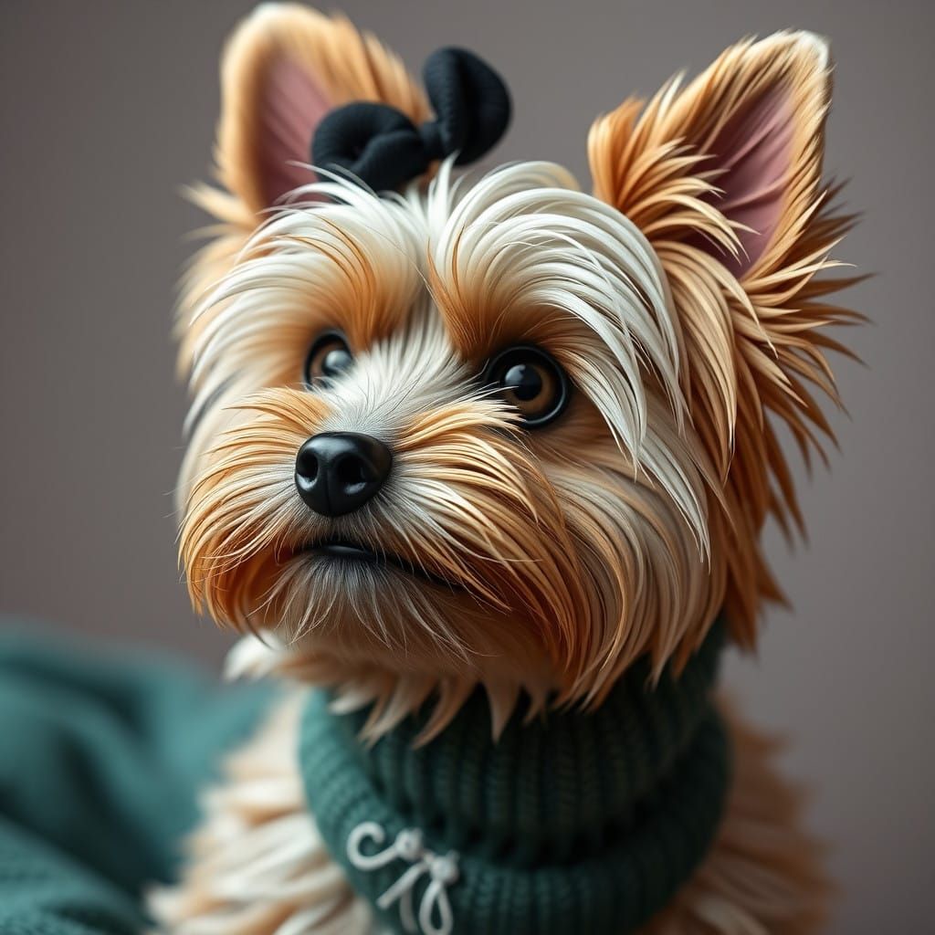 Stunning Yorkshire Terrier with Luxurious Coat and Expressiv...