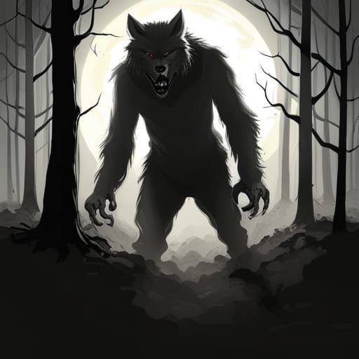 High Gothic Horror Werewolf in Dark Forest