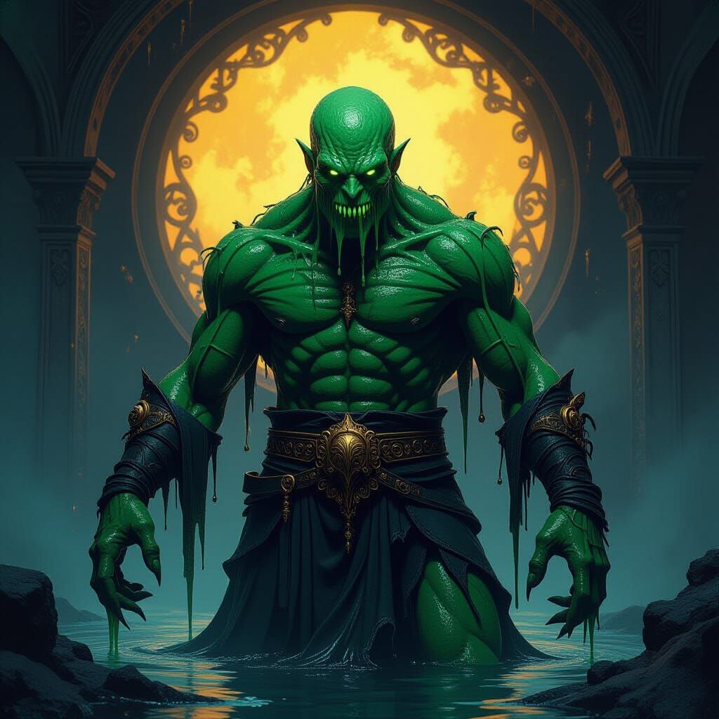 Terrifying Green Ooze Monster in Dark Fantasy Style