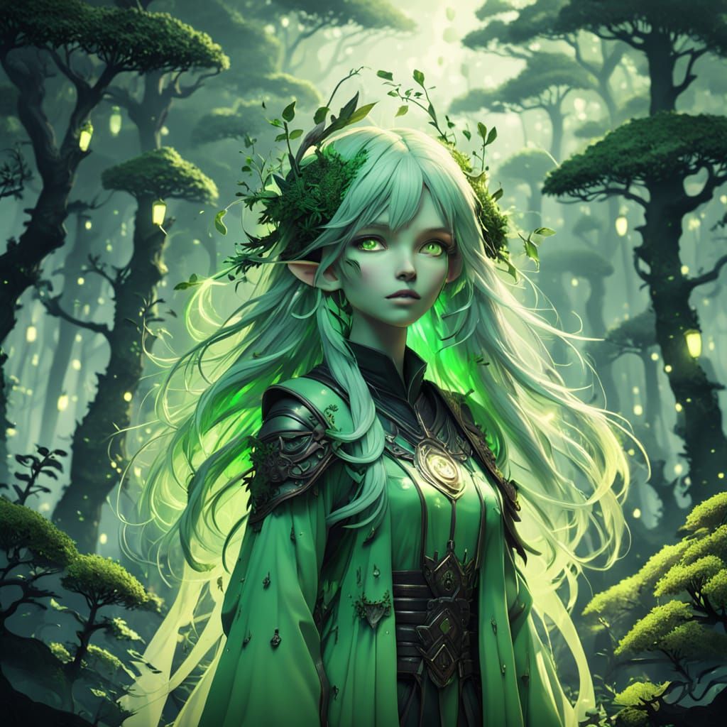 Mystical Forest Dryad Unveiled in Dark Fantasy 3D Anime Art