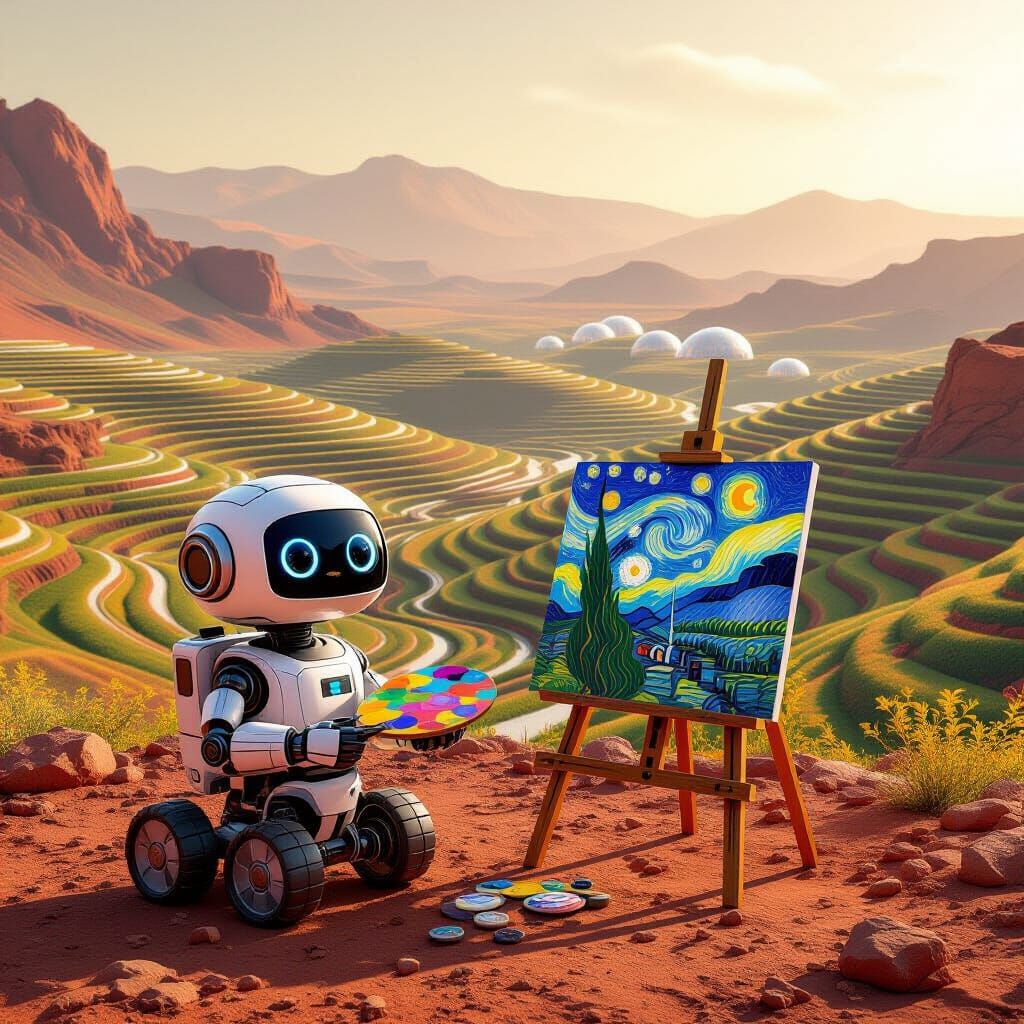 Robot Artist Paints Vibrant Mars in Van Gogh Style