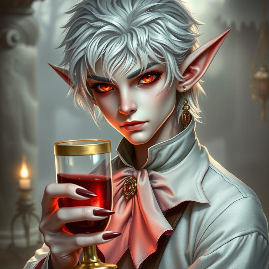 Ethereal Vampire Elf in Elegant Whites