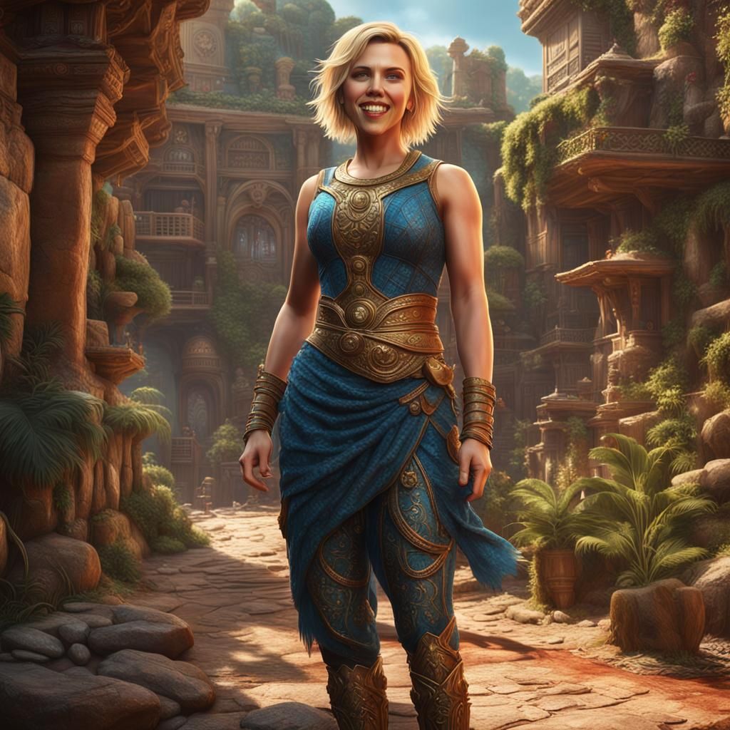 Full Body Portrait of a Smiling Blonde Woman