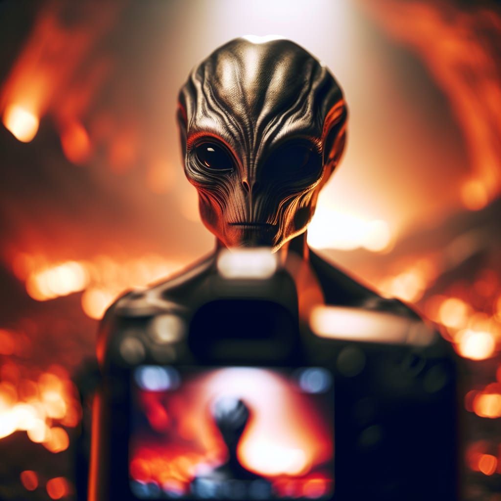 Alien Portrait in Hellish Landscape, Early Photography Style