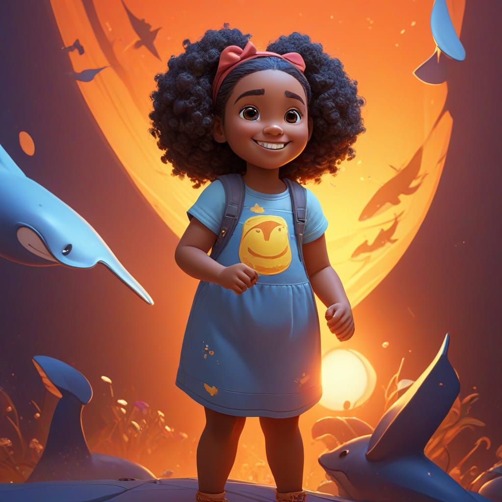 Joyful Girl Celebrates World Whale Day in Vibrant Street Art