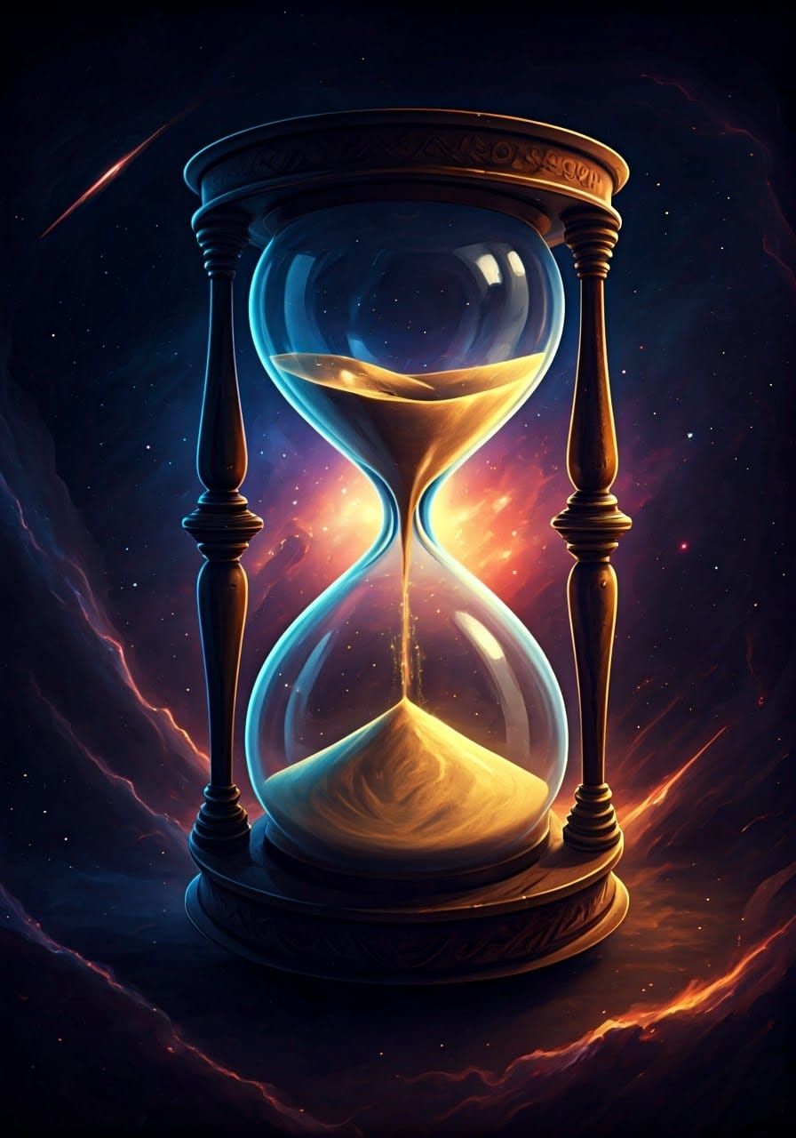 Ethereal Hourglass Infinity Symbol in Cosmic Splendor