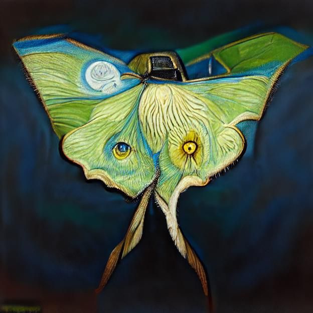 Luna Moth as Van Gogh-Style Painting
