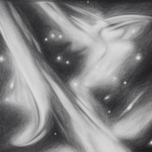 Detailed Charcoal Drawing of Deep Space