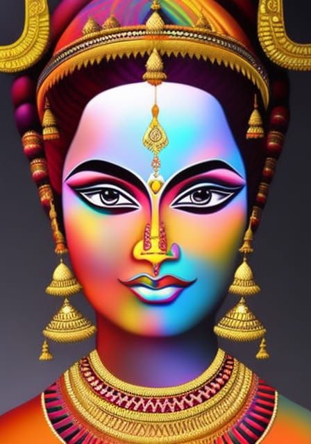 Vibrant Indian Women in Holographic Digital Art