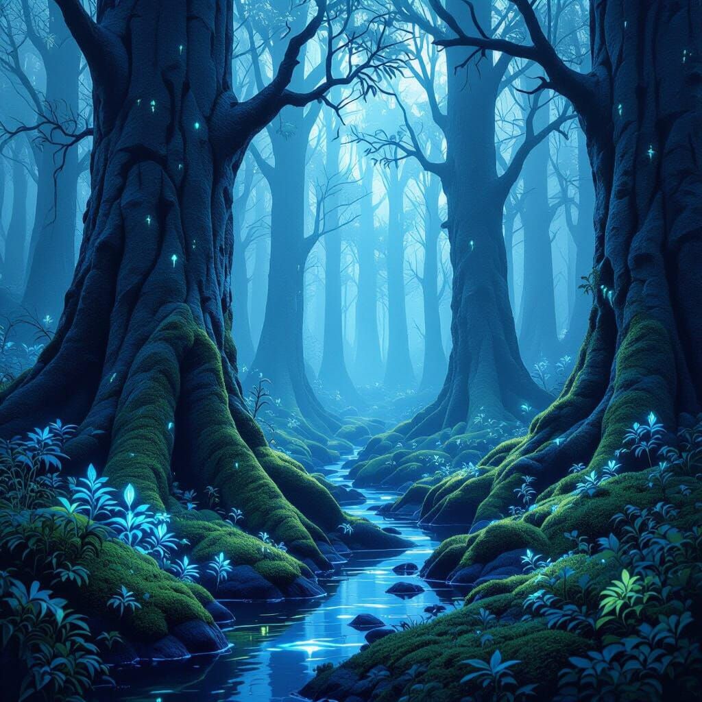 Bioluminescent Forest Groove with Ethereal Lighting