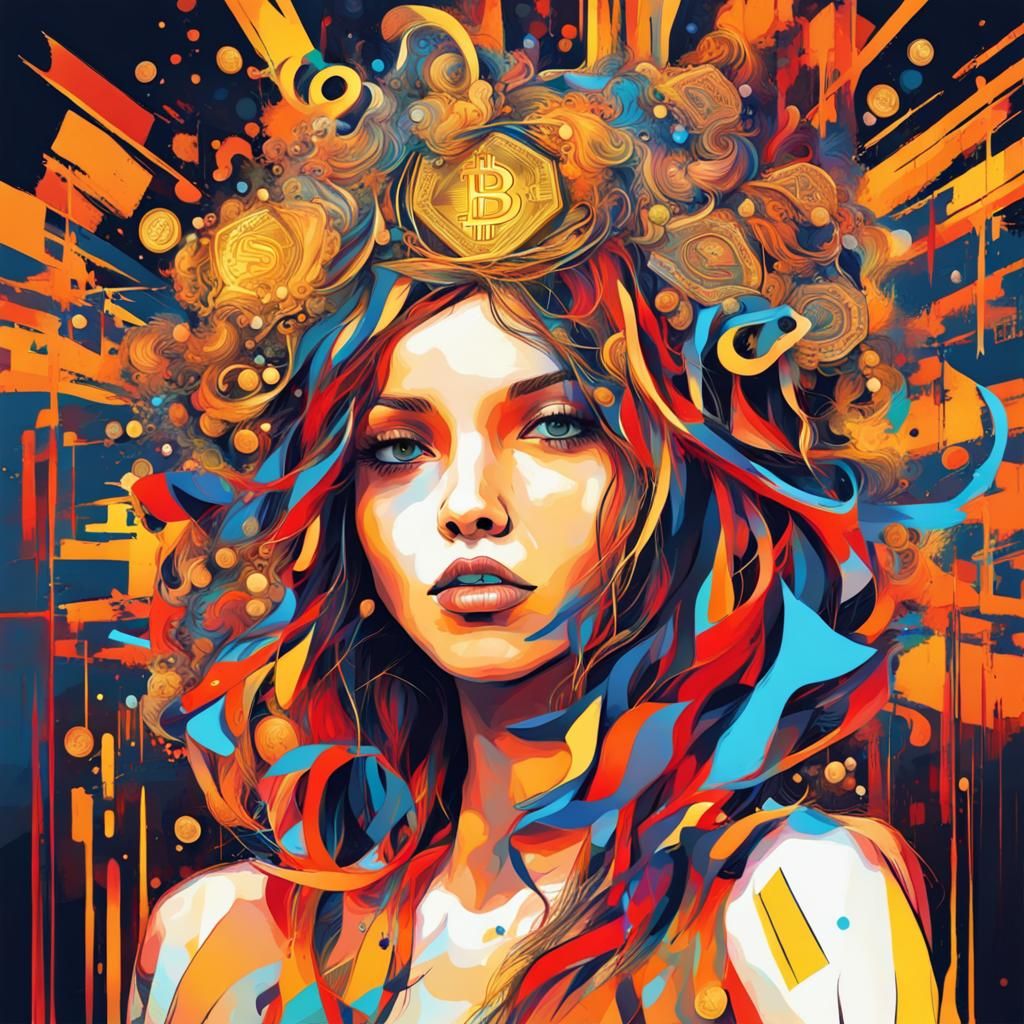 Abstract Art: Freedom Digital Currency Girl