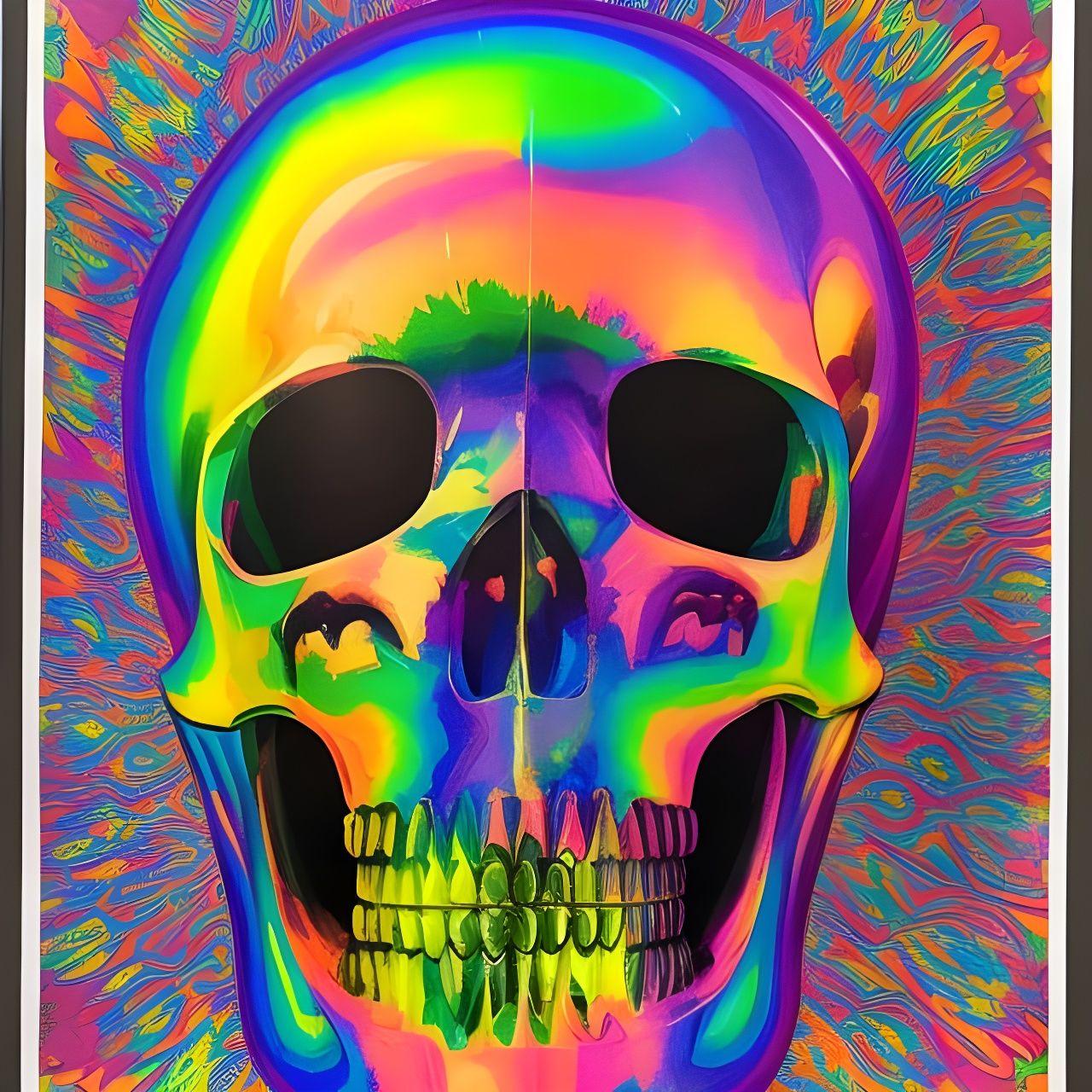 Psychedelic 1960s Art Refracted Through Crystal Skull