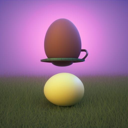 Character Sitting on Egg: Pixar Style 3D Art