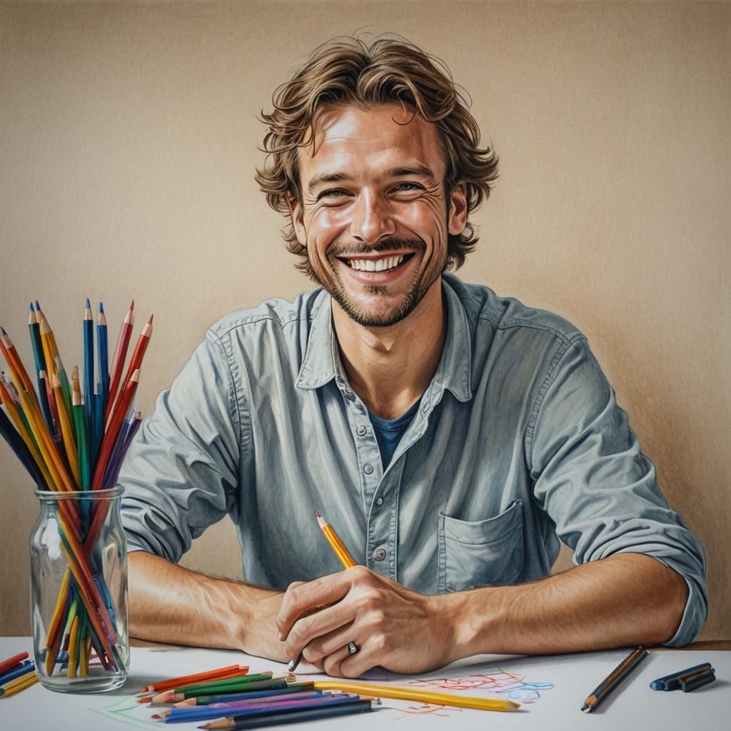 Portrait of the Dutch AI artist creating a new artwork.