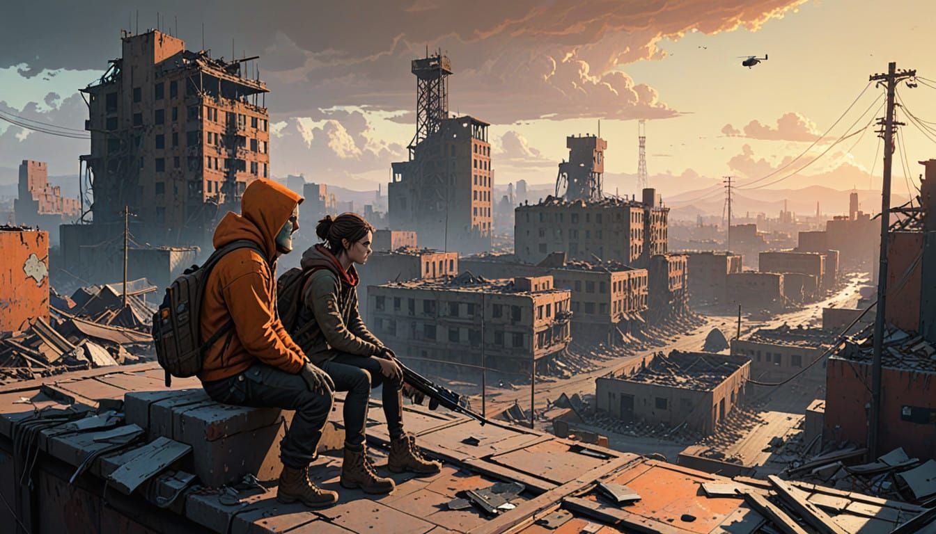 Gritty Survivors Stand Watch Over a Desolate Cityscape