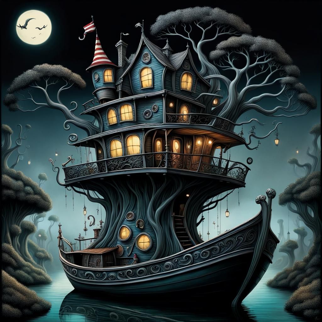 Dr. Seuss and Tim Burton Treehouse Boat