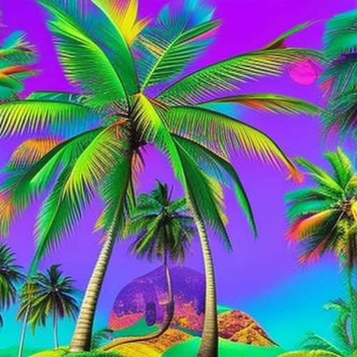 Psychedelic Magical Tropical Island Art