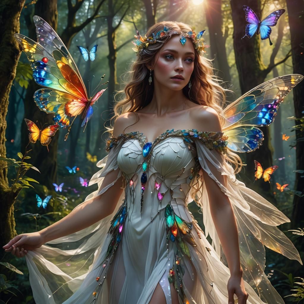 Ethereal Fairy Goddess Portrait in Forest Glade