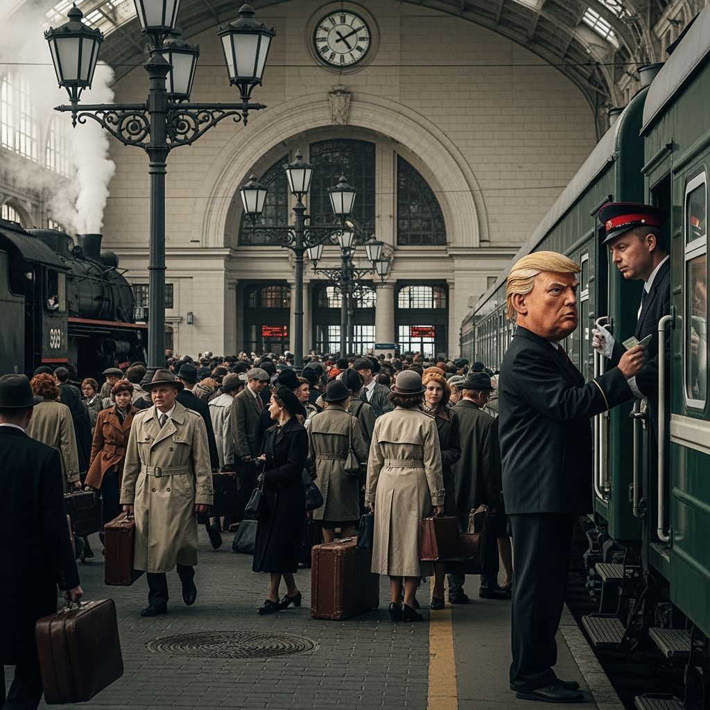 Soviet Era Train Station With Trump Conductor