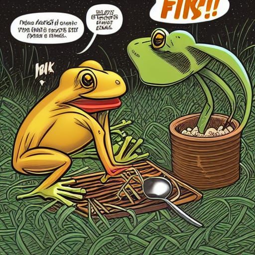 Frogs Duel for Ornate Forks, Comic Book Art