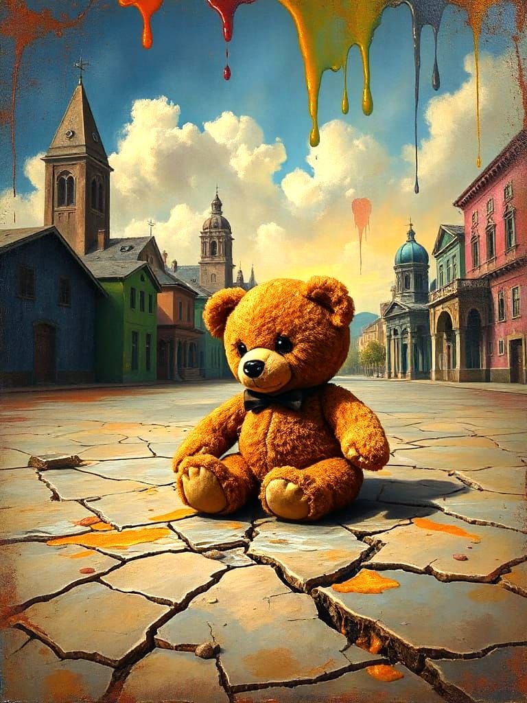 Surreal Cityscape Melting like Salvador Dali's Dreamscapes